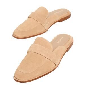 Kaanas Tan Congo Suede Square Toe Slip On Mules